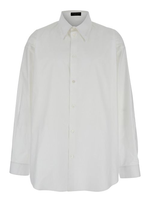 Cotton with Pointed Collar Shirt — White