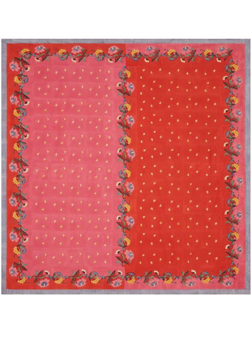 Floral-print cotton table cloth - Pink