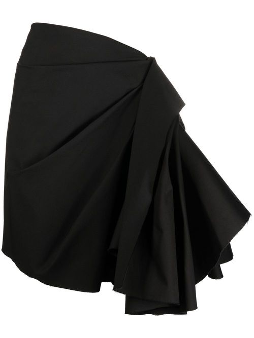 Draped cotton mini skirt - Black