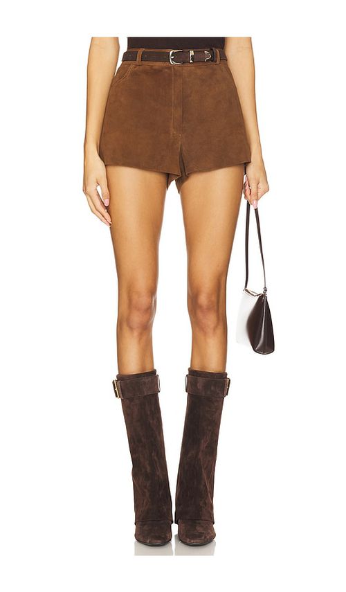 ZUT x REVOLVE Ellis Leather Shorts in Chocolate. - S also in