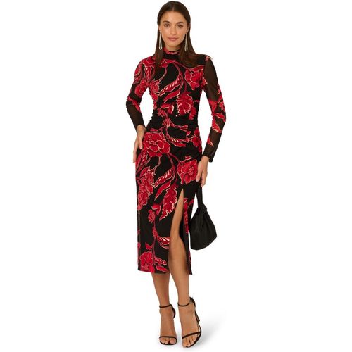 Adrianna Papell Womens Mockneck Ruched Maxi Dress - Black