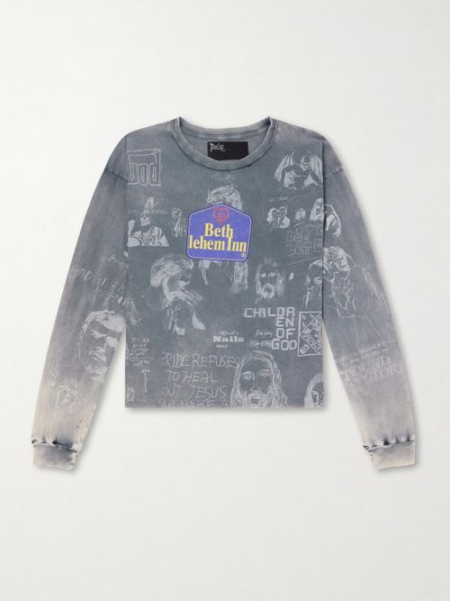 Bethlehem Inn Distressed Printed Cotton-Jersey Shirt
