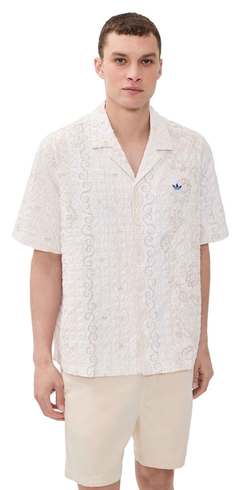 Printed Seersucker Resort Shirt Blue
