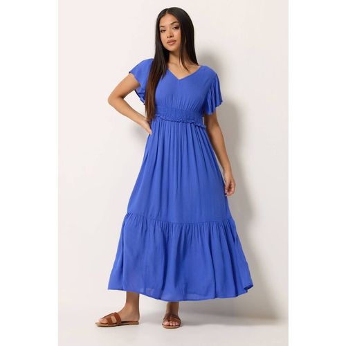 M&co Petite Shirred Waist Maxi Dress In Cobalt