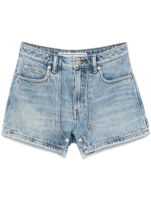 Crystal-pattern high-waisted shorts - Blue