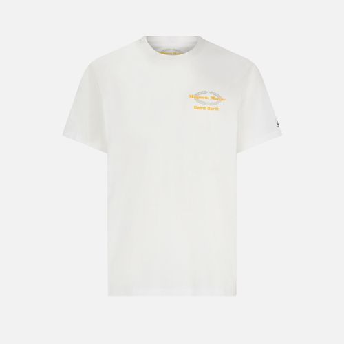 Man Cotton T-Shirt With Magnum Marine Saint Barth Print White - Men