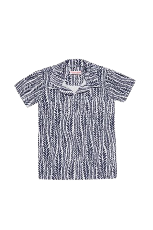 Fern-Print Cotton Shirt — Blue