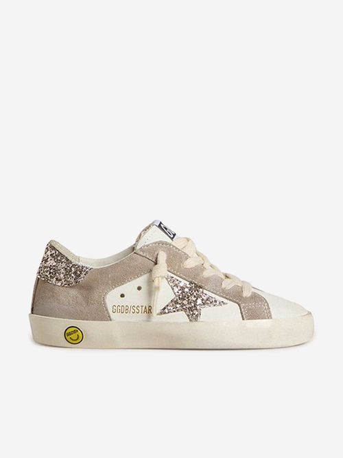 Kids Leather and Suede Super-Star Trainers in White EU 26 UK 8.5 By Childsplay Clothing