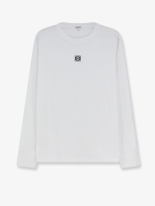 Monogram-Embroidered Ribbed Cotton T-Shirt — White