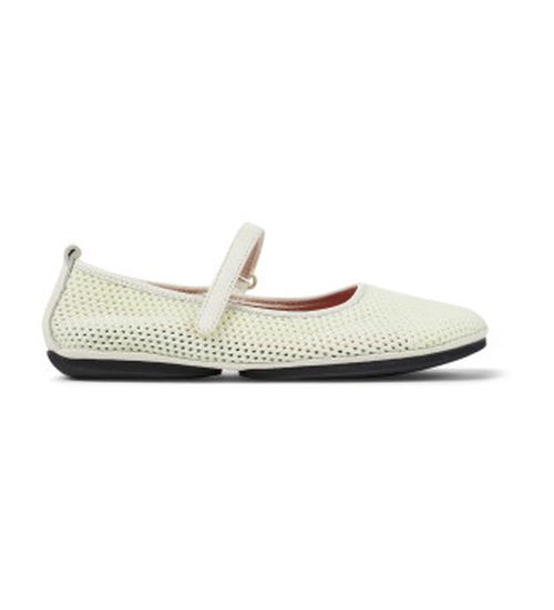 Camper for woman. K201402-007 Right Nina white leather ballerinas (42), Flat, Velcro, Casual, Sustainable