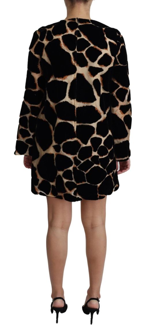 Giraffe Print Shift Dress — Black