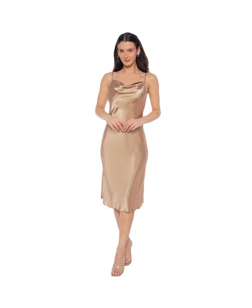 Women's Satin Midi Slip Dress - Cappuccino