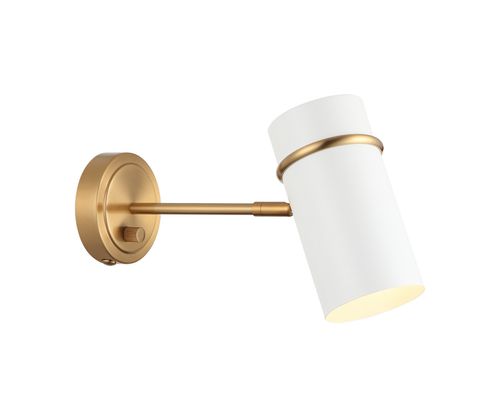 Aged Gold Brass & White Wall Sconce from the Cilindro Collection