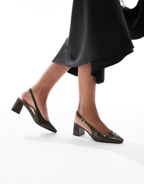 Slingback heeled shoe in dark green