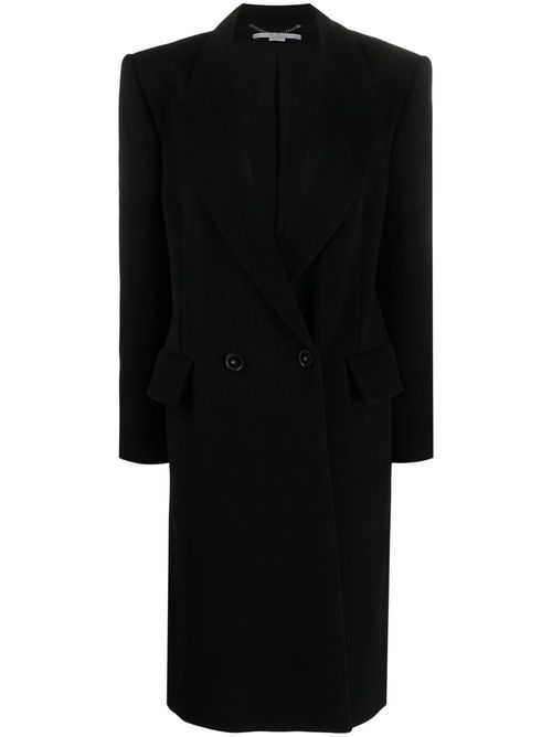 Double-breasted wool coat - Black