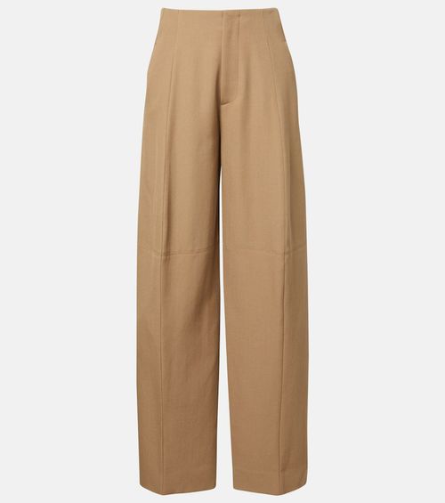 High-rise virgin wool wide-leg pants