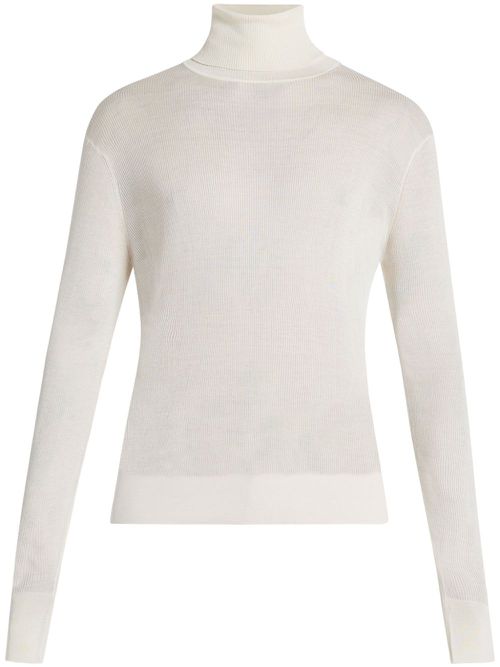 Fine-ribbed jumper - White