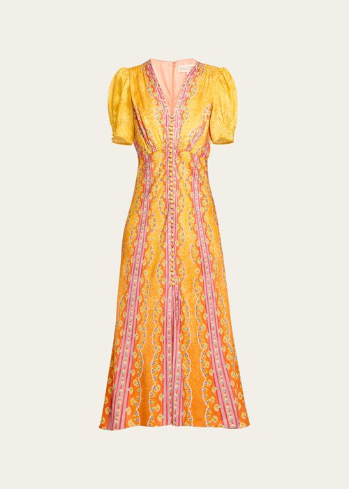 chinese dress ladies Lea Long Dress in Terrazzo Jade – Muse Boutique main image 0
