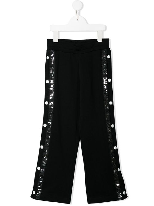Button detail track pants - Black