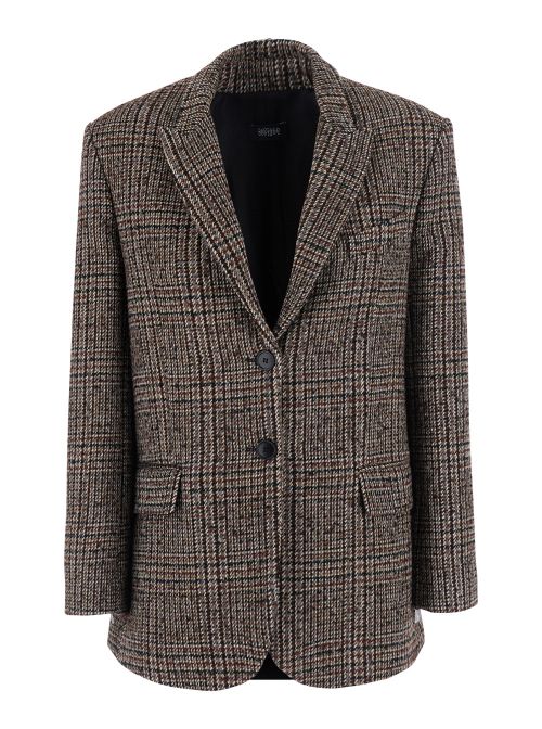 Houndstooth Wool Blend Blazer — Multicolor