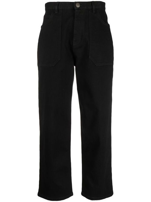 Logo-patch straight-leg jeans - Black