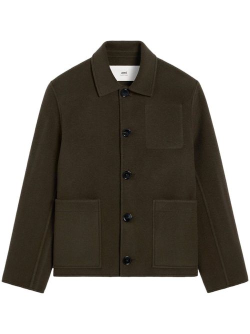 Boxy wool-cashmere blend jacket - Brown