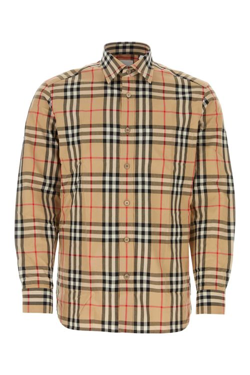 Check Cotton Poplin Shirt — Beige