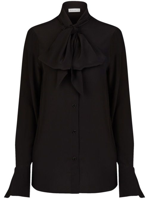 Pussy-bow silk shirt - Black