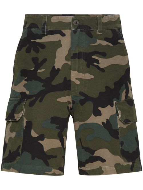 Camouflage-pattern cotton shorts - Green