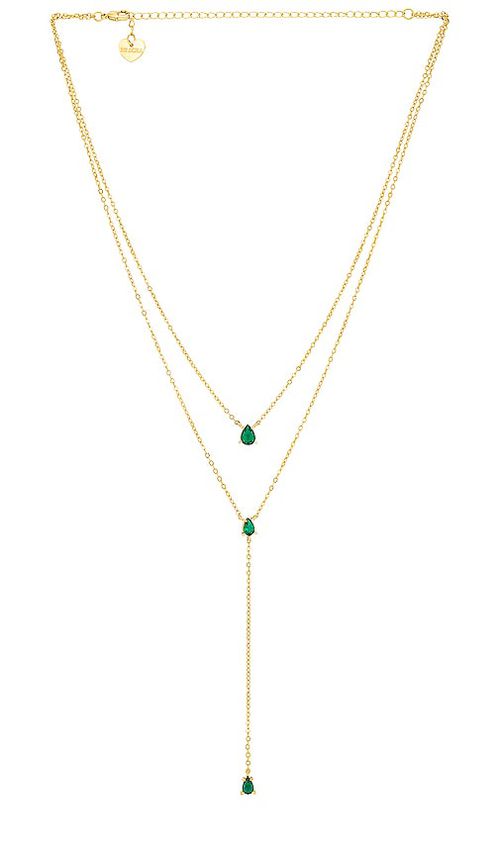 BRACHA Esmeralda Lariat Necklace in Gold & Emerald.  a