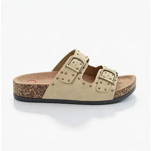 Women's Heavenly Feet POLLY Womens Mules Sandals Beige - Crea
