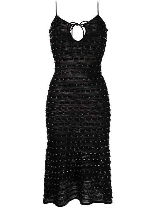 Bead-embellished knitted midi-dress - Black