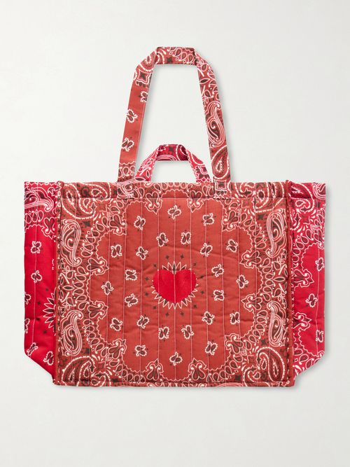 Maxi Cabas Coeur Quilted Printed Tote - Red