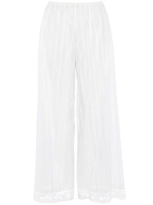 Lace-trim cotton trousers - White