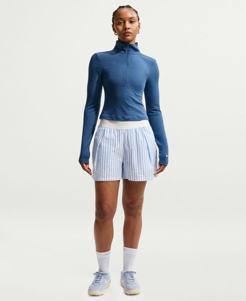Women's Sportswear Ribbed Quarter-Zip Long-Sleeve Top - Mystic Navy/sail