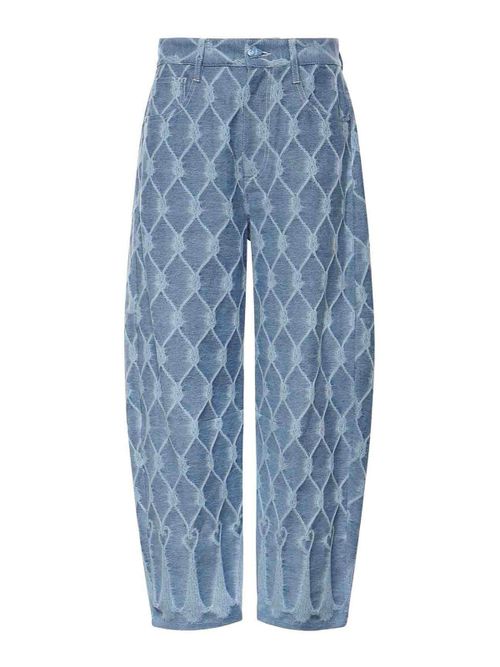 Jacquard Balloon Jeans With Tassels