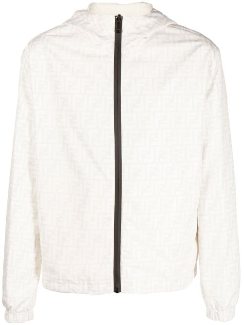 FF-logo print hooded jacket - Neutrals