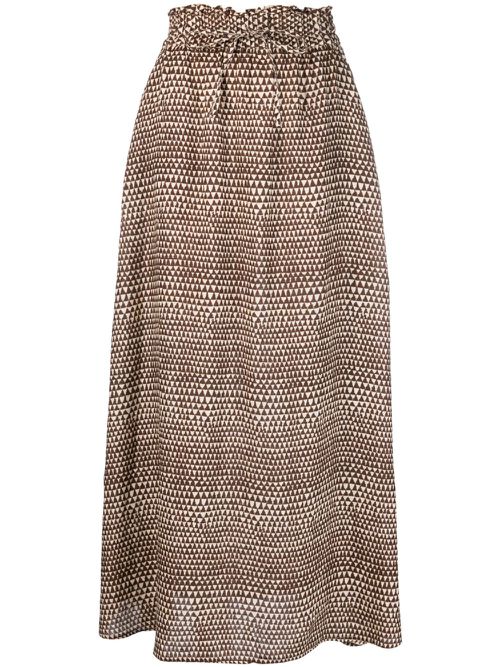 Graphic-print linen skirt - Neutrals