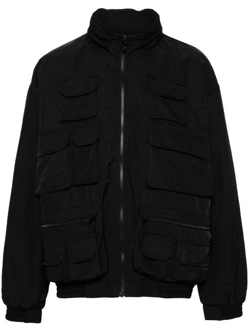 Hooded cargo windbreaker - Black