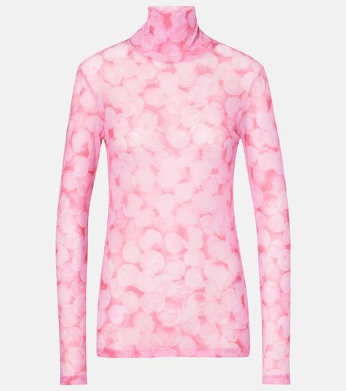 Printed high-neck jersey top