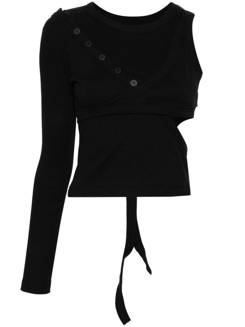 One-shoulder crop top - Black