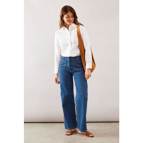 Wallis Womens Denim Straight Leg Pocket Jeans - Blue Cotton - Size 14 UK