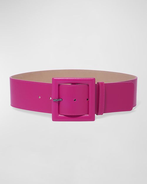 Square-Buckle Wide Leather Belt