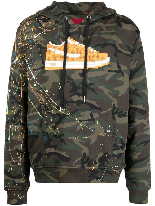 Camouflage-print long-sleeve hoodie - Green