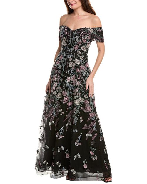 green emerald velvet dress Chiffon Off The Shoulder Print Gown  Terijon.com