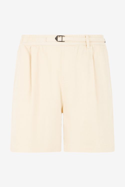 Cream Cotton Shorts With Belt