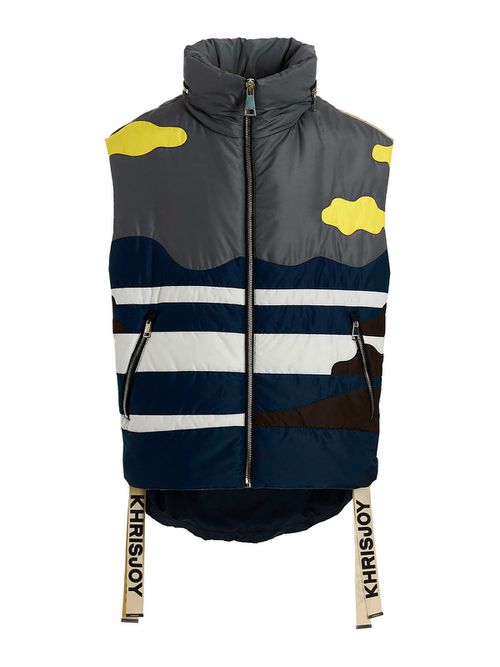 Oversize patchwork colorblock nylon vest