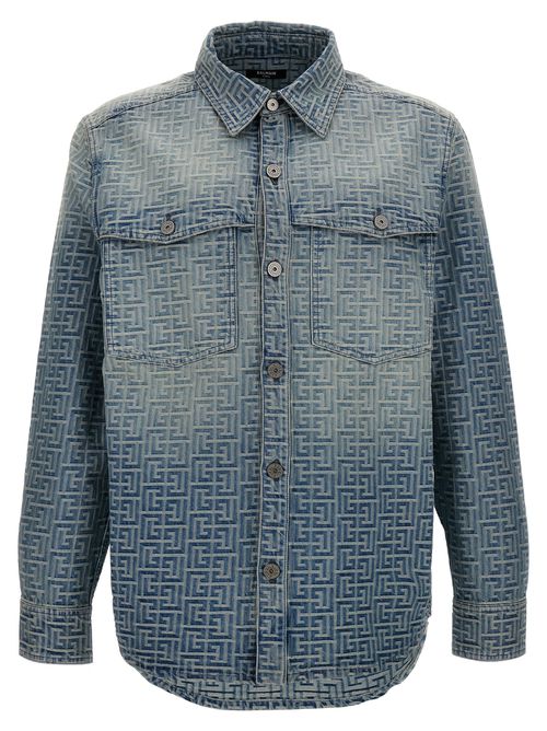 -Monogram Camicie Celeste-Uomo
