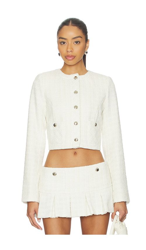 GUIZIO Patch Pocket Crop Jacket in White. - L also in M, S