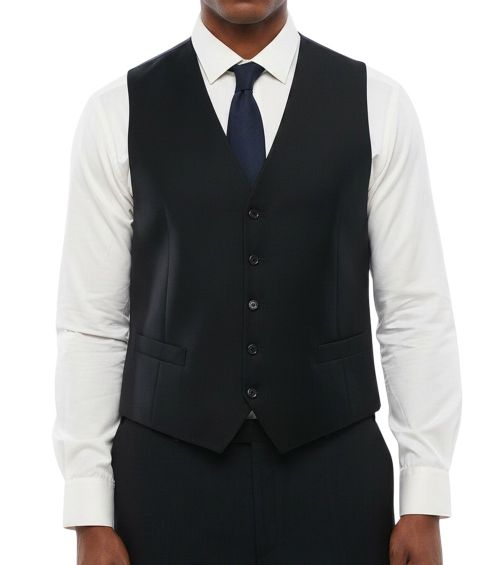 Navy Blue Solid Waistcoat